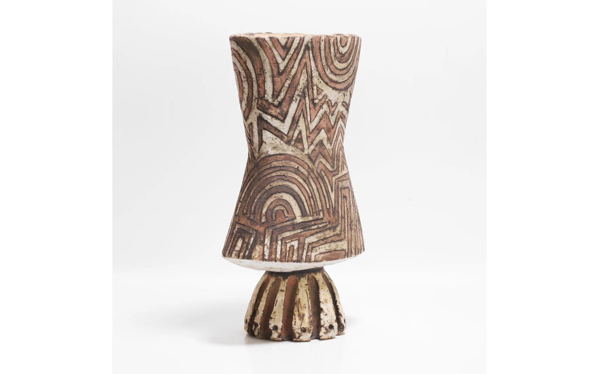 Bernard Rooke earthenware pot on pedestal - Image 2