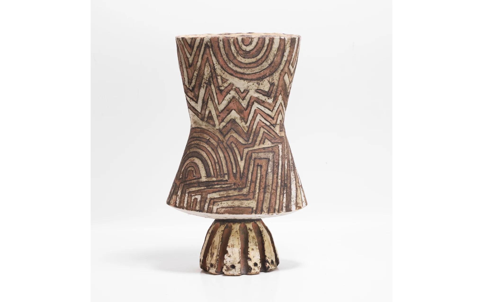 Bernard Rooke earthenware pot on pedestal - Image 3