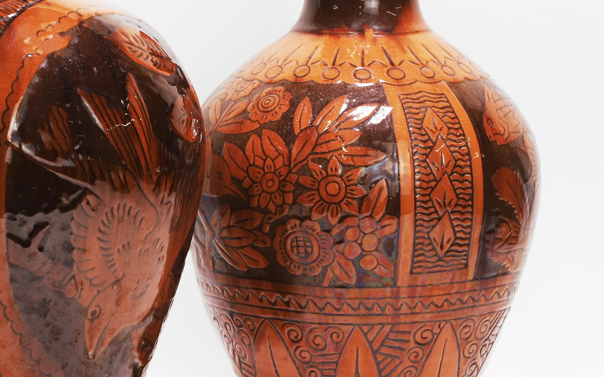 C. H. Brannam bouquet vase by James Dewdney – fish, birds & flowers - Image 3