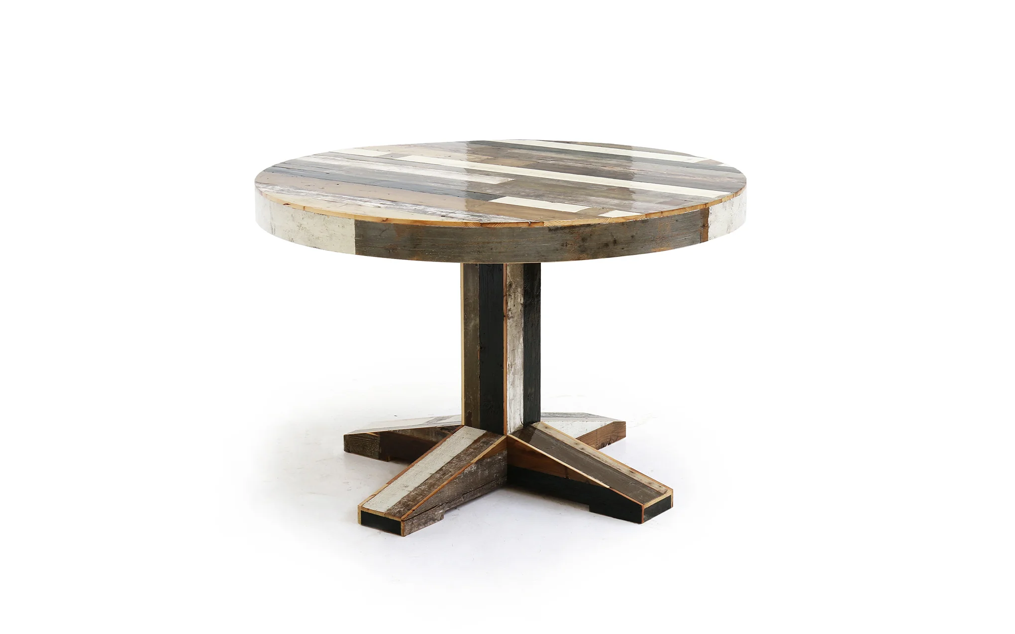 Canteen table in scrapwood - round - Image 2