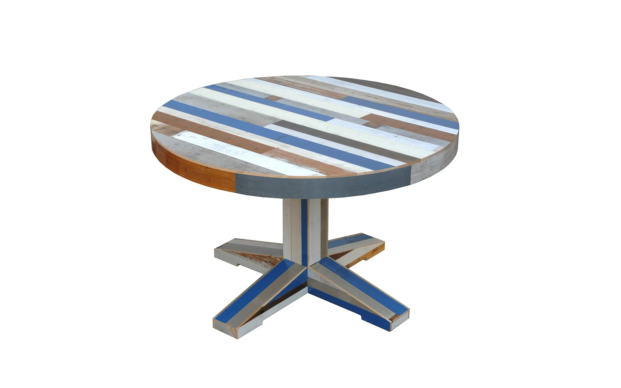 Canteen table in scrapwood - round - Image 3