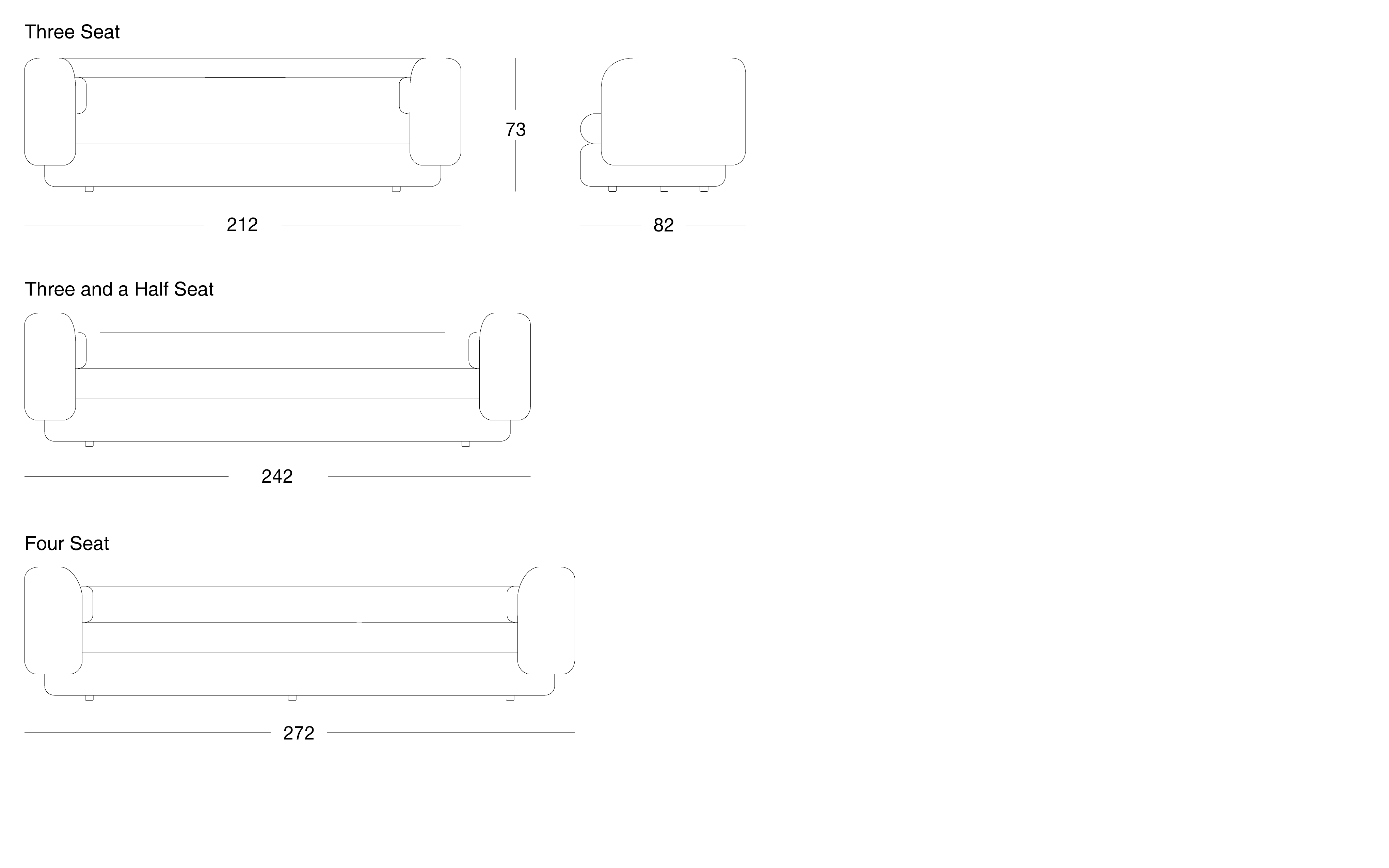 Group three seat sofa - formal - Image 8