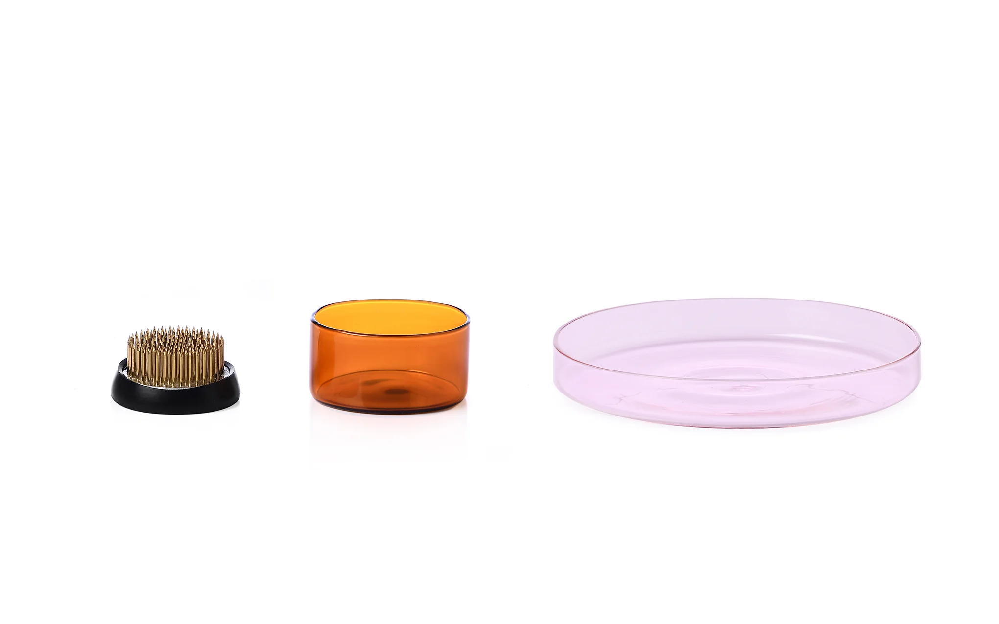 Kenzan tray set β brass, amber & light pink - Image 2