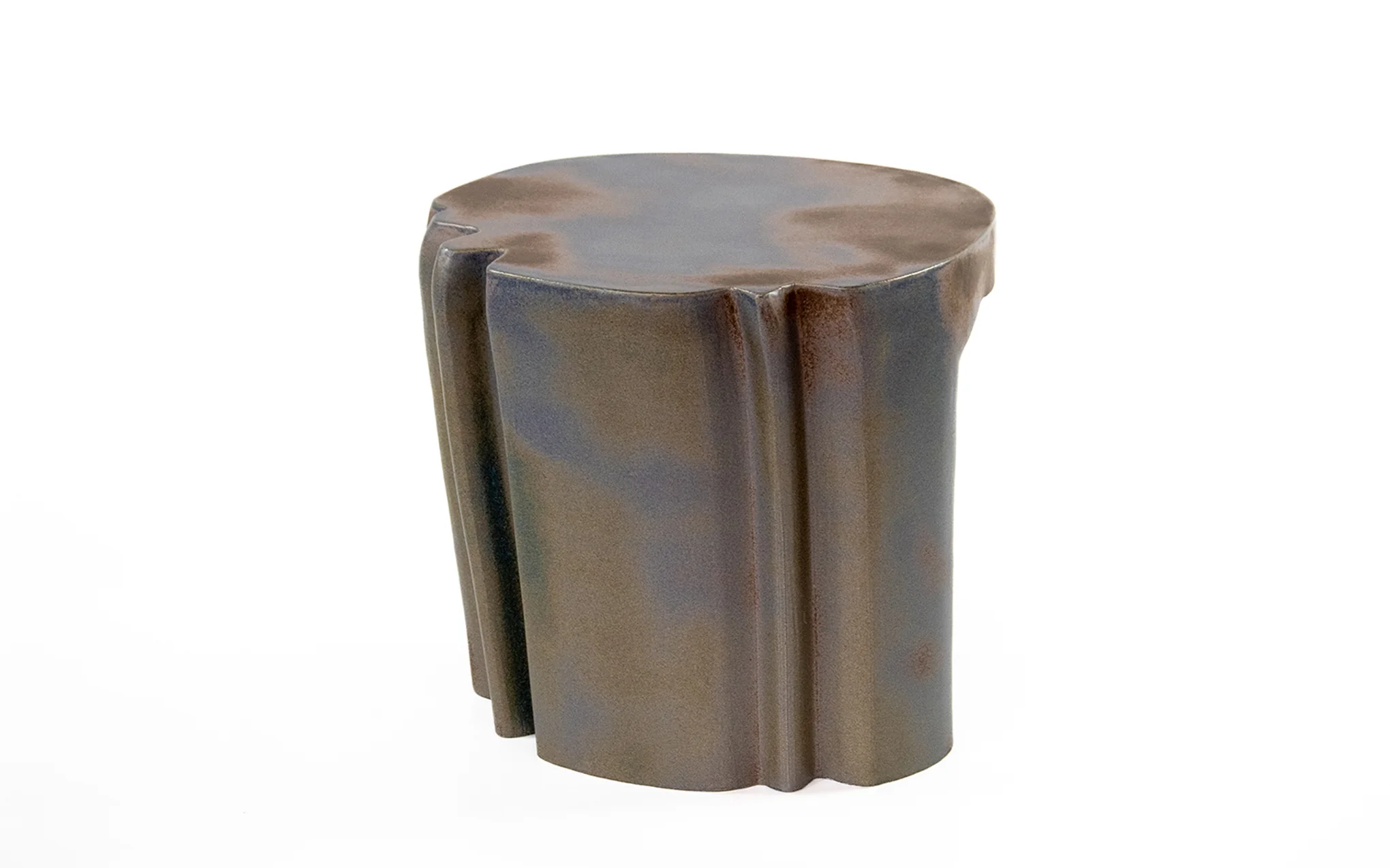 Liquid round side table - navy glaze - Image 4