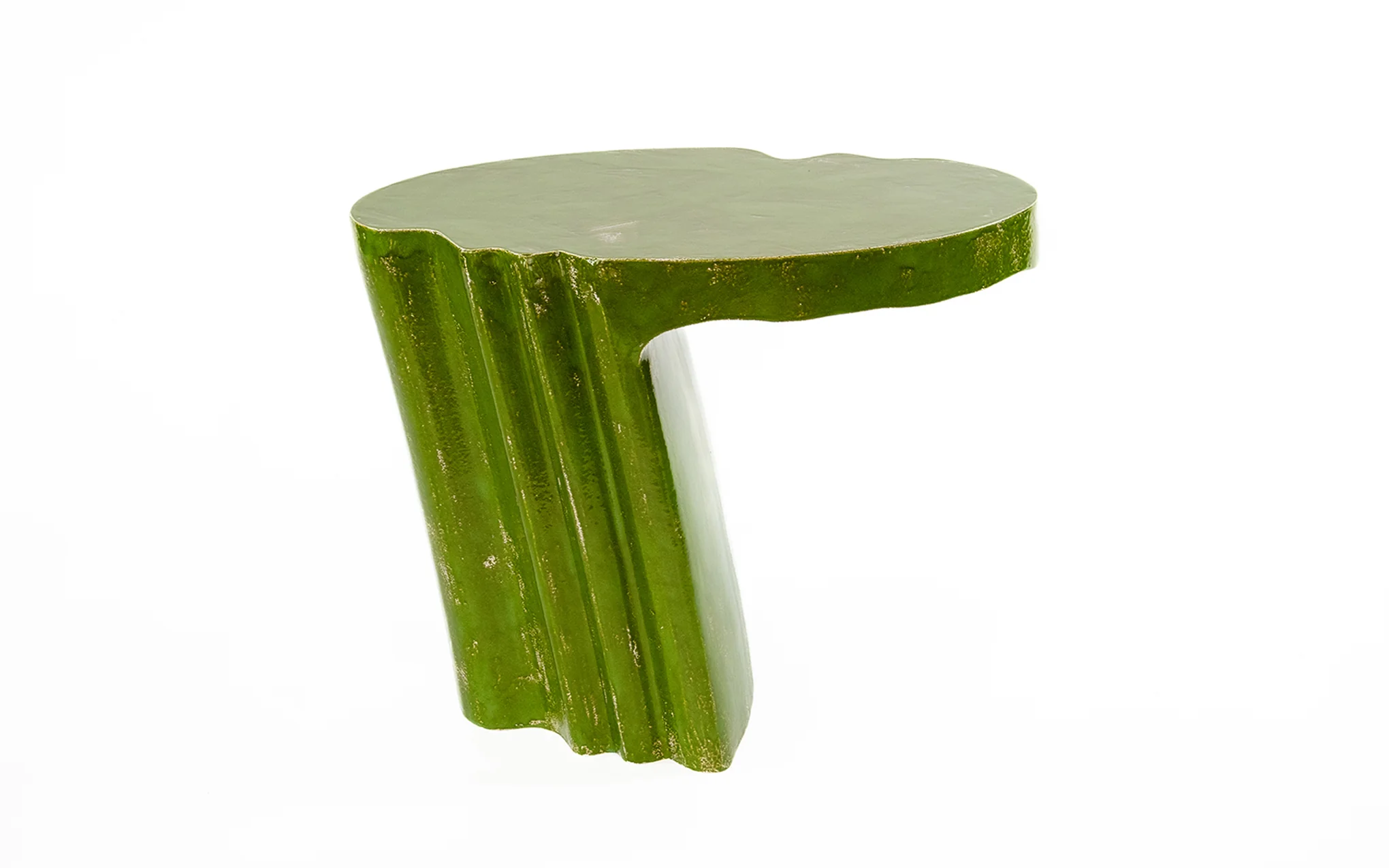 Liquid oval side table - serpent green glaze