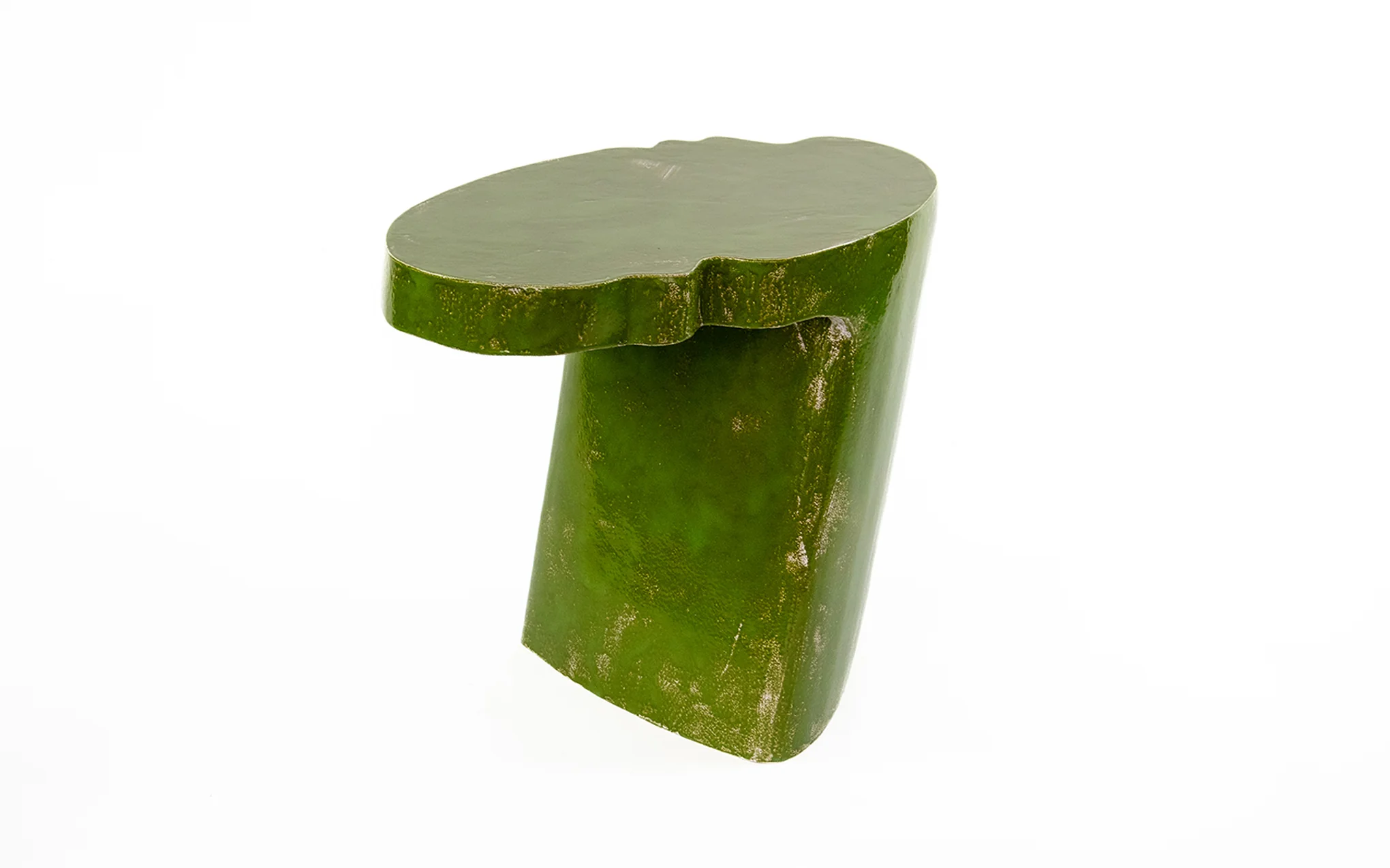 Liquid oval side table - serpent green glaze - Image 2