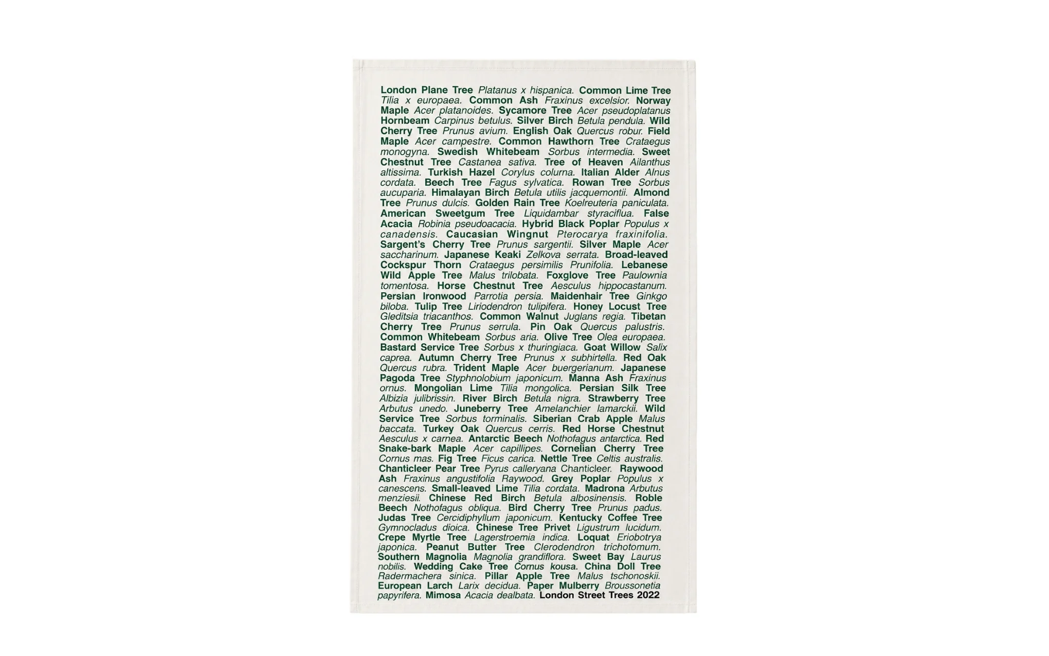 London Trees tea towel - green