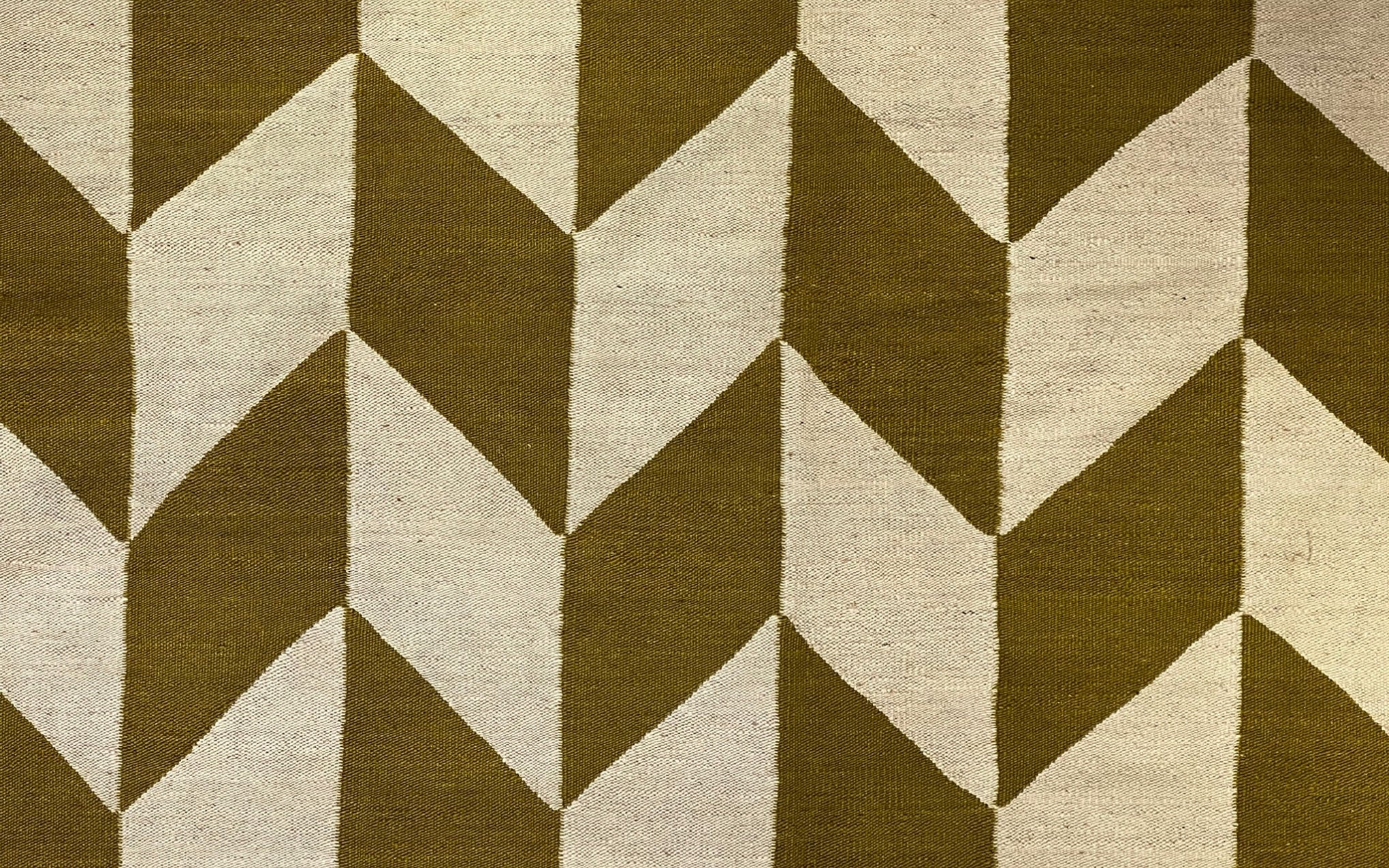 Modern Kelim – cream & mustard parallelograms - Image 2