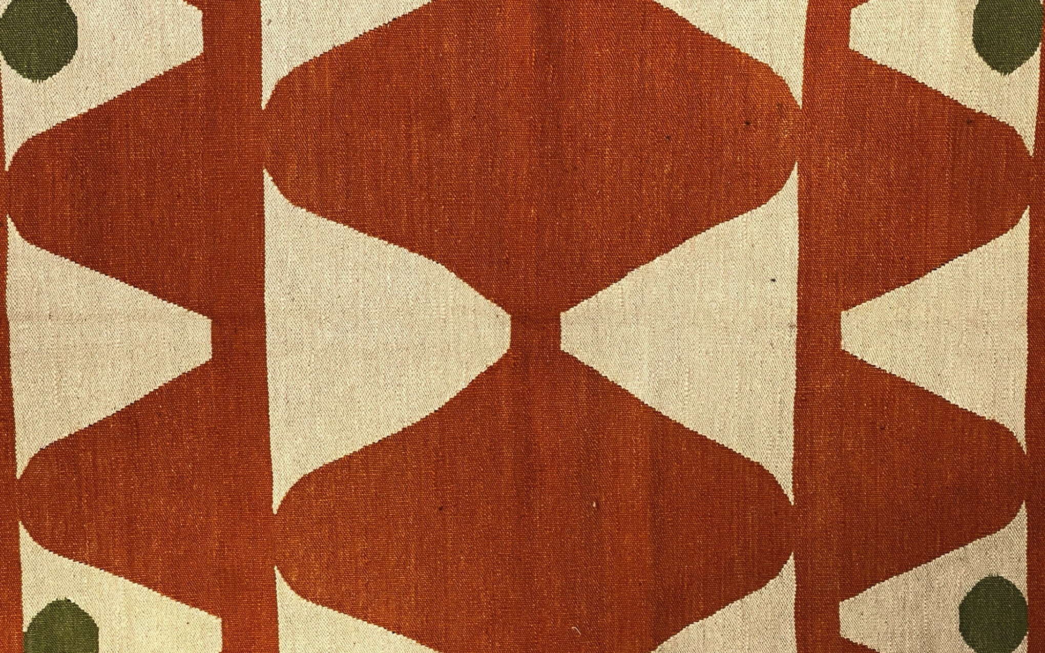 Modern Kelim – orange triangles w. green dots - Image 2