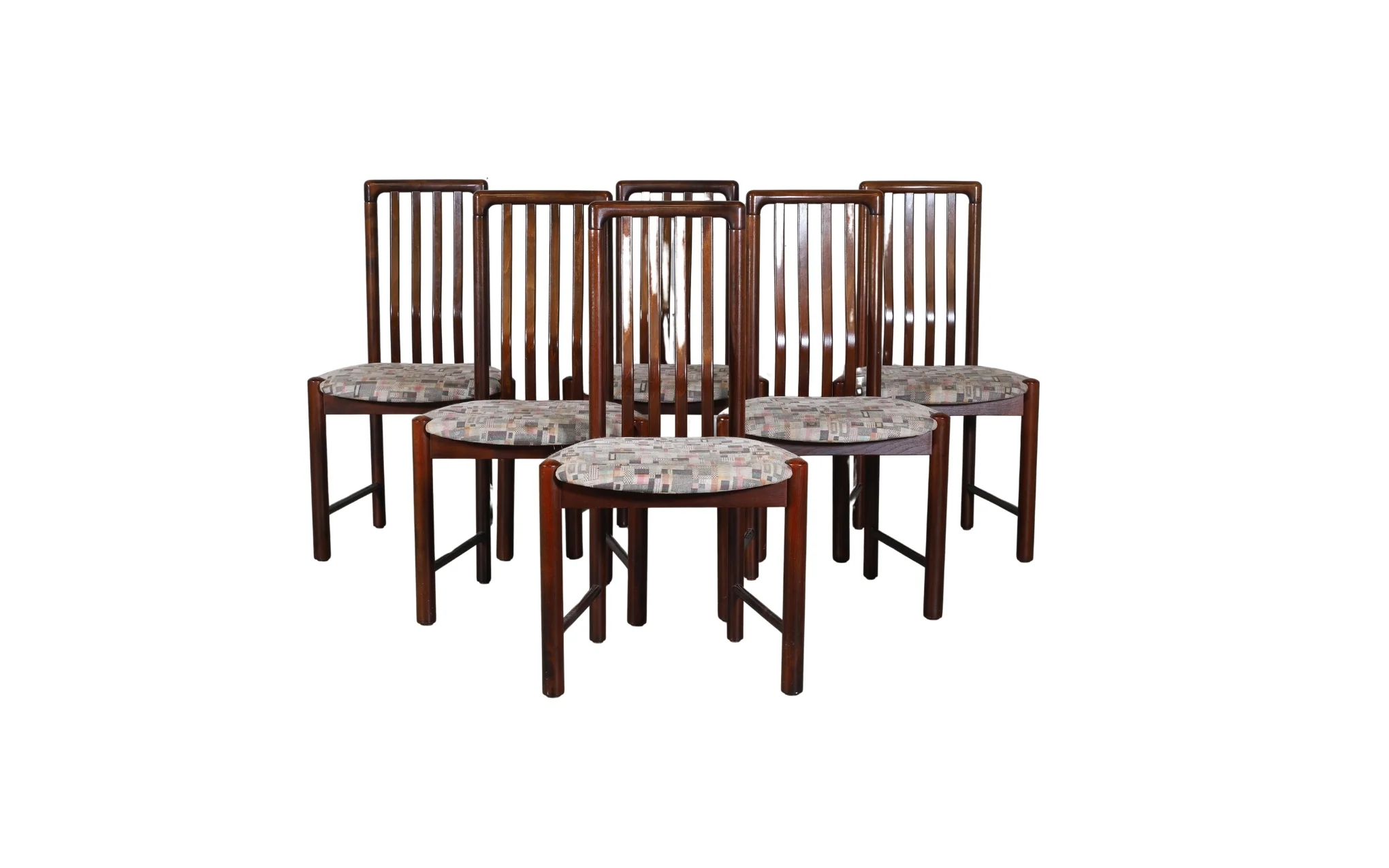 Stained beech dining chairs - set of 6