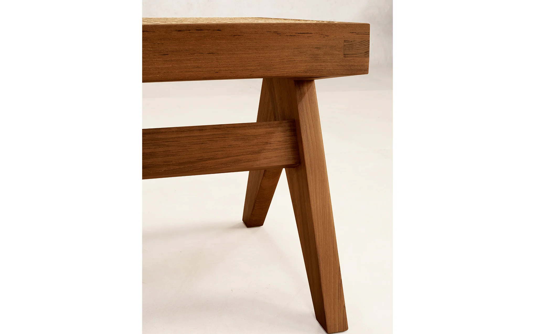 Teak & cane bench - Image 3