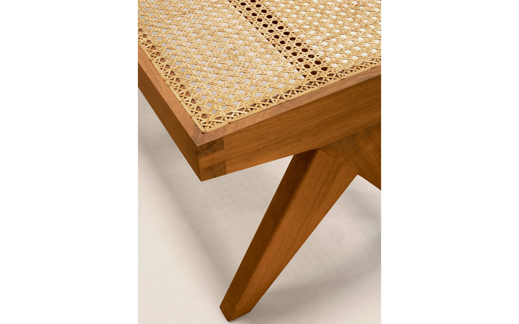 Teak & cane bench - Image 6