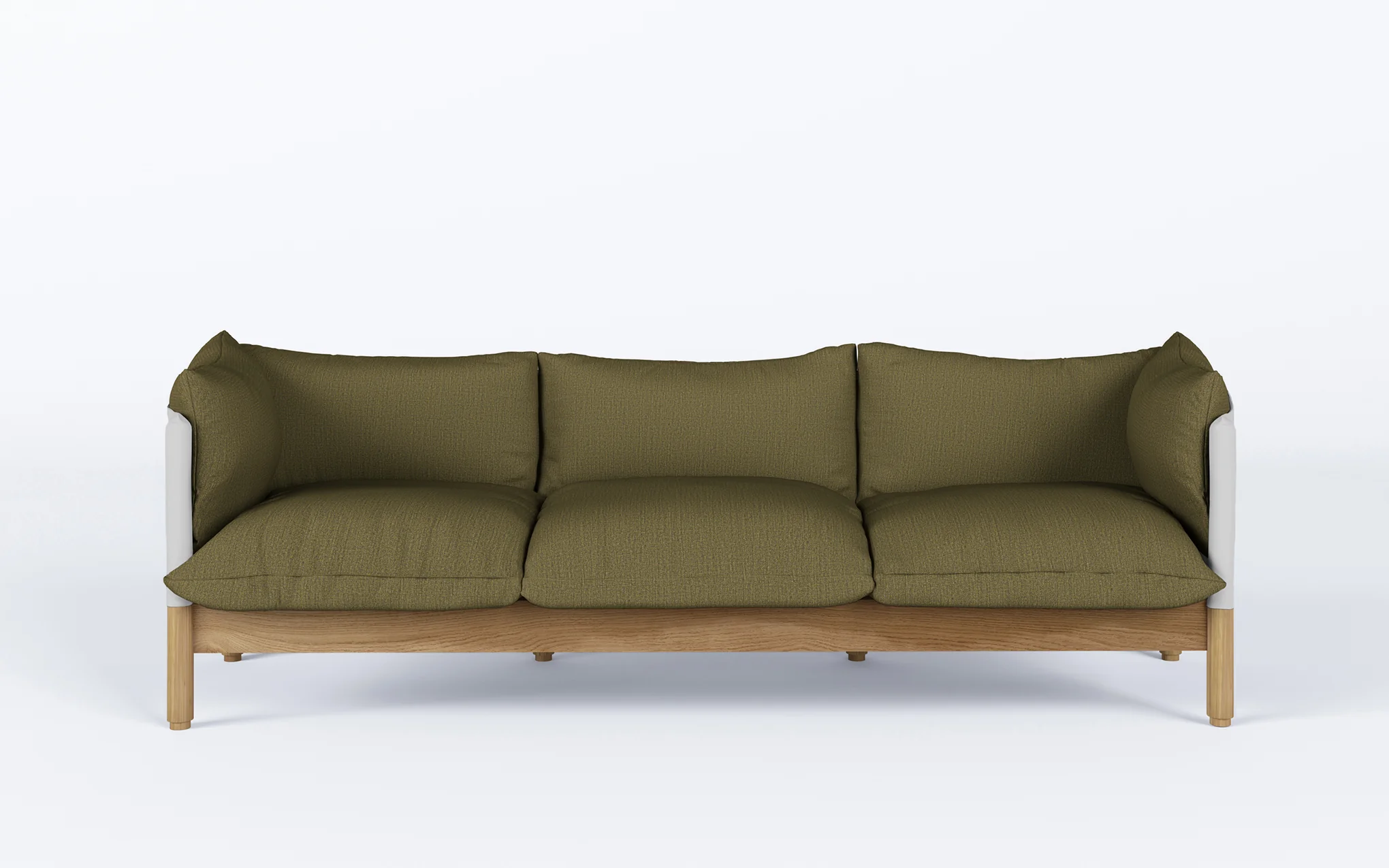 Tepee three seat sofa - oak, white sling - Image 4