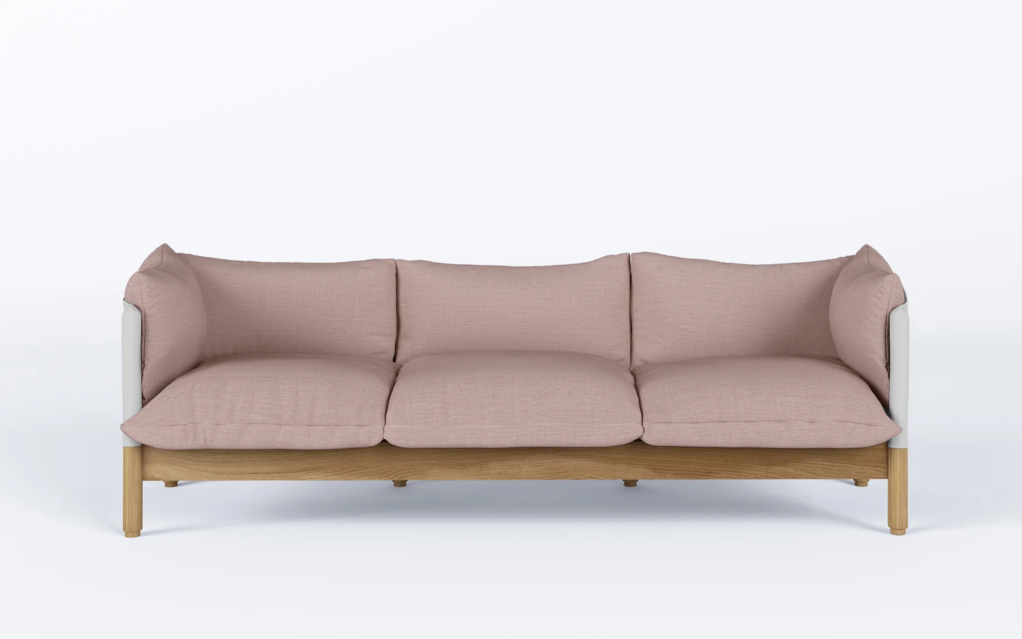 Tepee three seat sofa - oak, white sling - Image 6