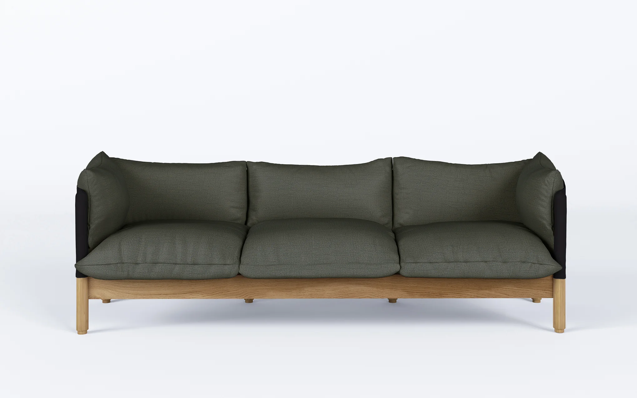 Tepee three seat sofa - oak, black sling - Image 2