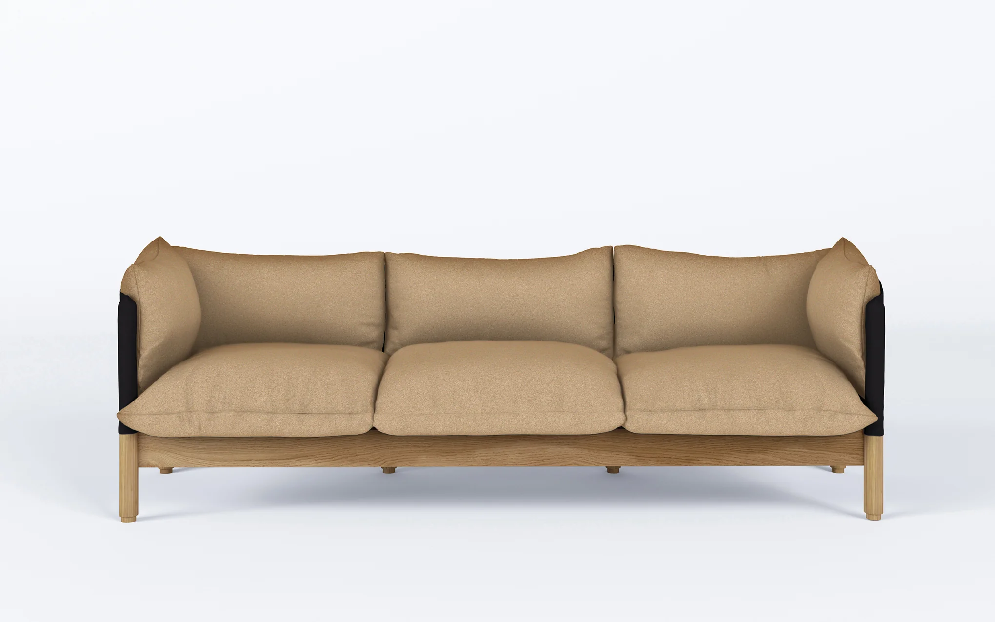 Tepee three seat sofa - oak, black sling - Image 36