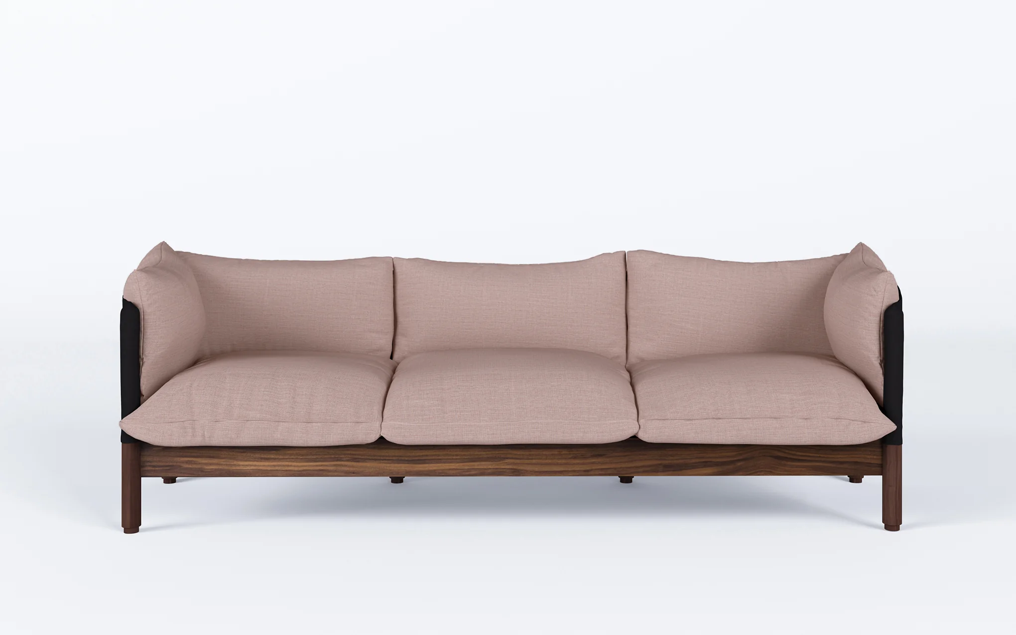 Tepee three seat sofa - walnut, black sling