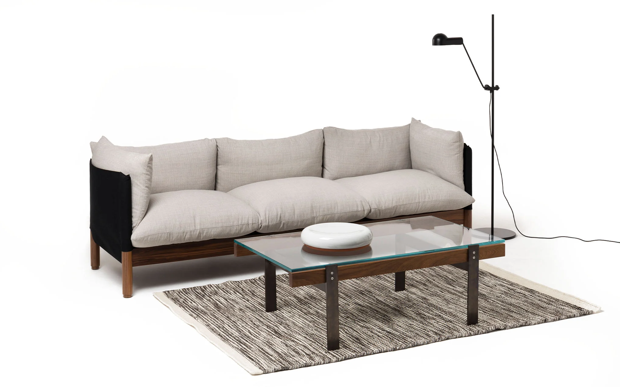 Tepee three seat sofa - walnut, black sling - Image 51