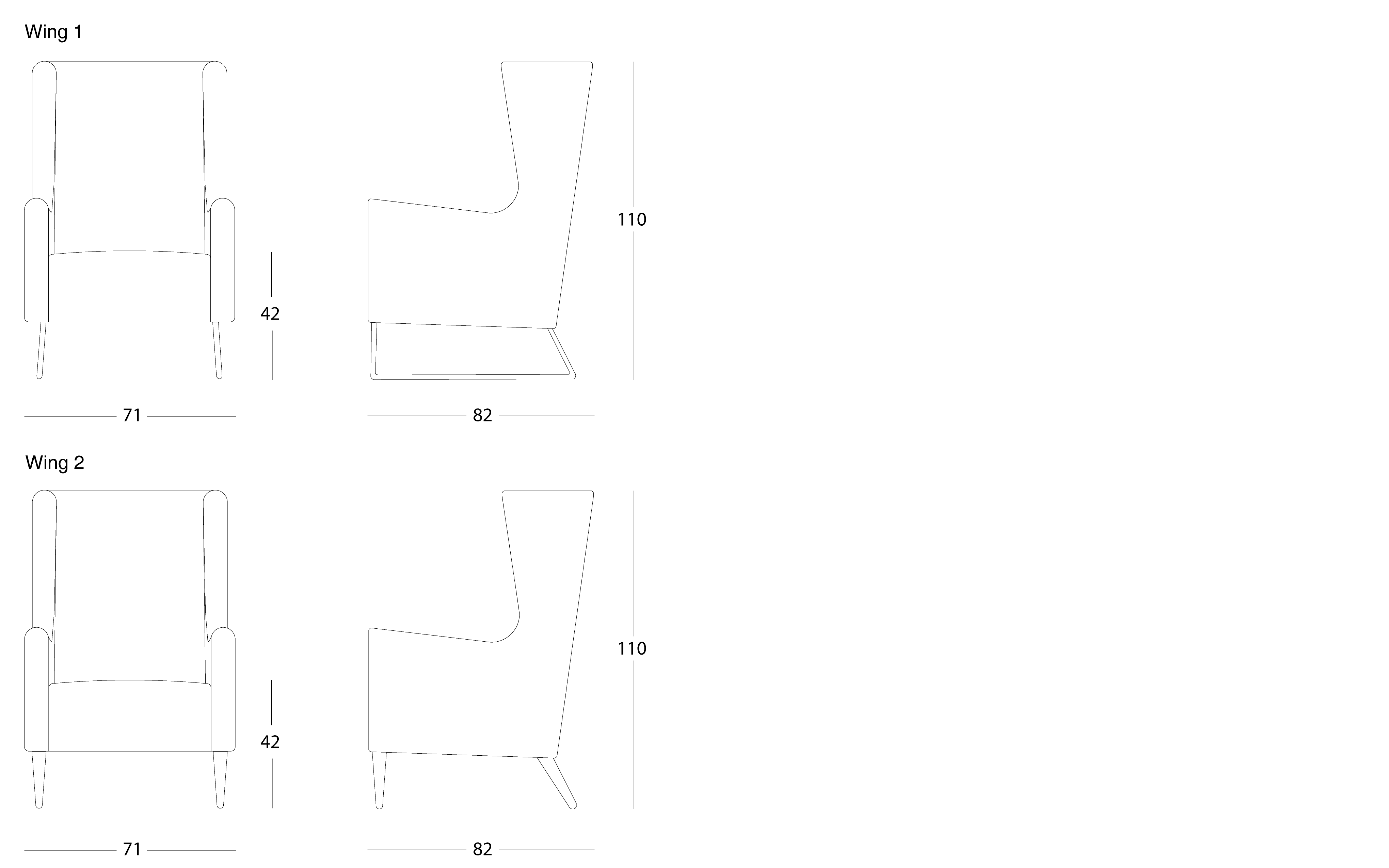 Wing 1 armchair - sledge base - Image 3