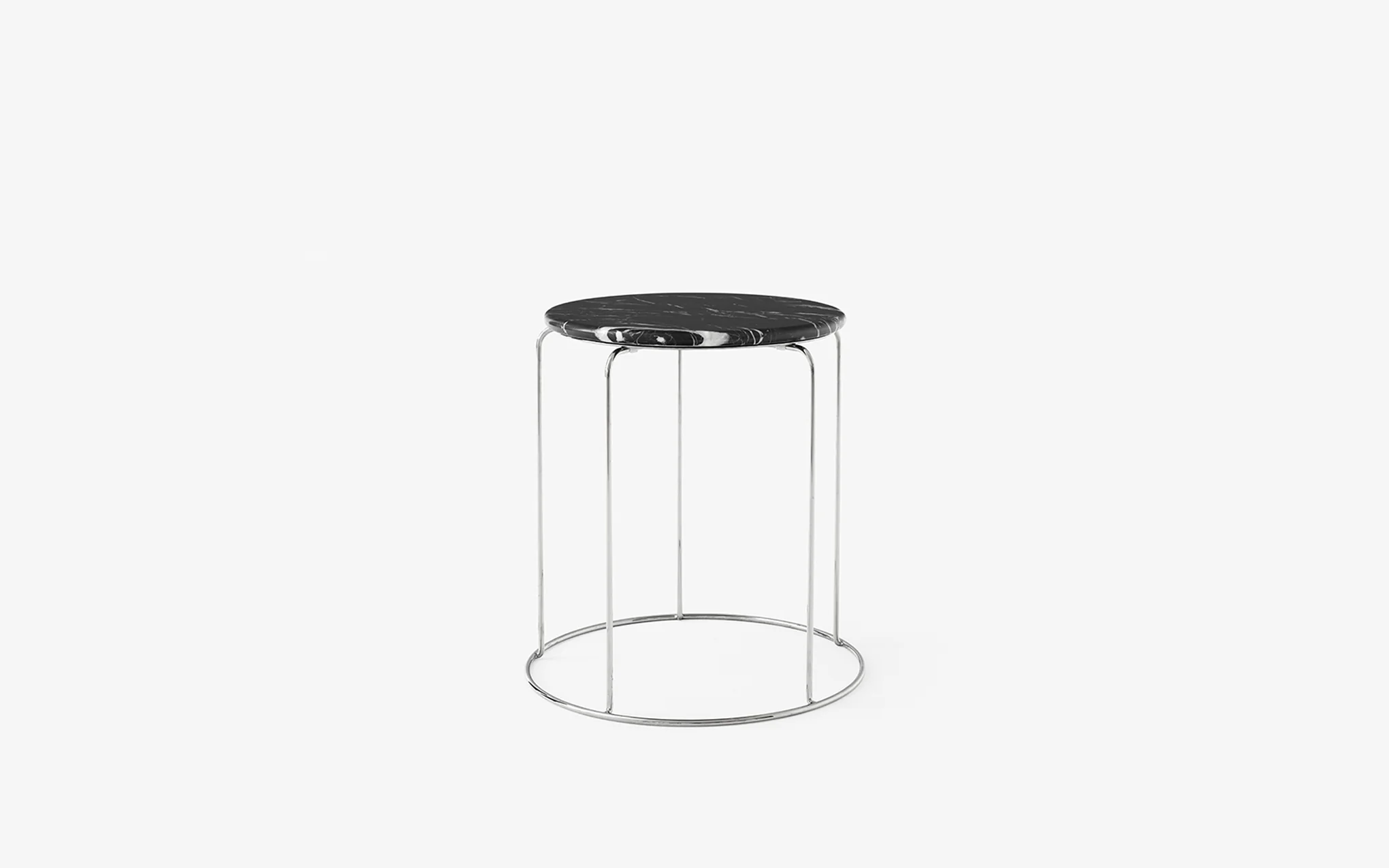 Wire stool with marble top